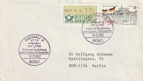 JUDAICA - DACHAU, Sonderstempel Befreiungsfeier 1982