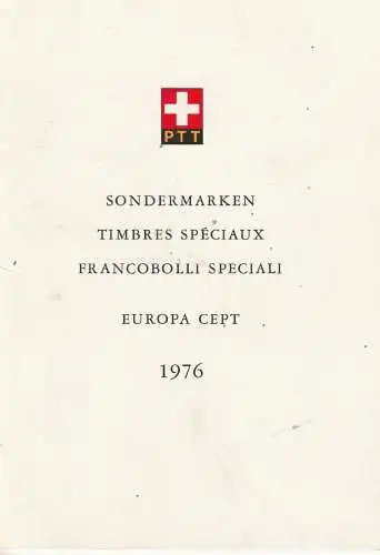 SCHWEIZ - 1976, Geschenkheft EUROPA 1976  Zumstein 576/577 mit 577.2.01.b roter Punkt in der 0