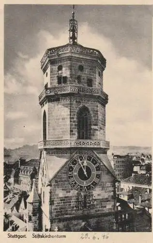 7000 STUTTGART, Stiftskirchenturm, 1946