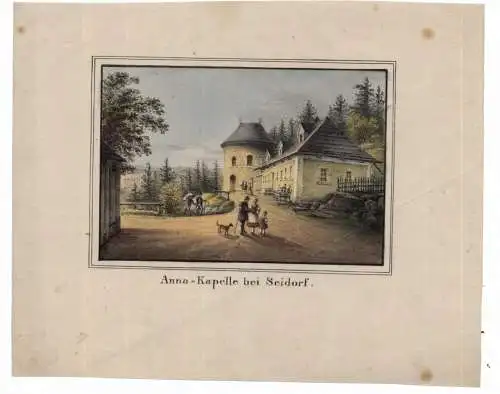 NIEDER - SCHLESIEN - SEIDORF / SOSNOWKA, St. Anna - Kapelle, kolorierter Kupferstich, 18 x 14,5 cm, ca. 1850