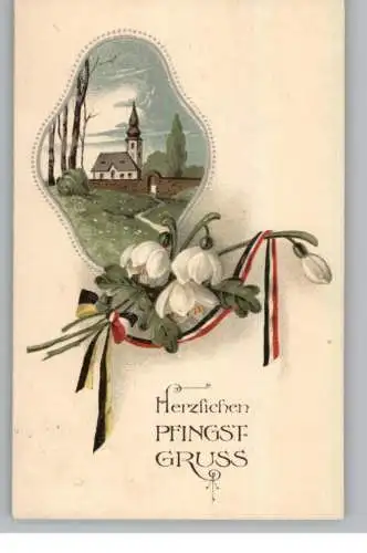 PFINGSTEN, Patriotische Pfingstgrüsse, Präge-karte / embossed / relief, 1916
