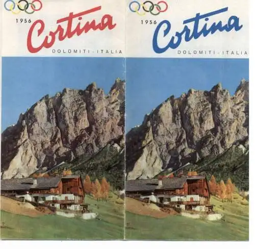 OLYMPIA 1956 CORTINA , grosse Faltkarte mit zahlreichen Photos