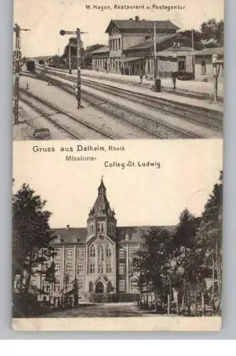 5144 WEGBERG - DALHEIM, Bahnhof, Missions KollegSt. Ludwig, 1908, Eckdruckstelle