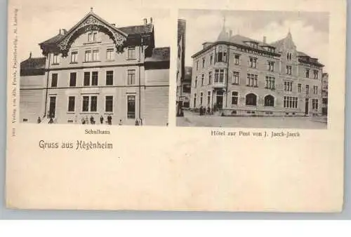 F 68220 HEGENHEIM, Hotel zur Post / Schulhaus, Verlag Frank, ca. 1900
