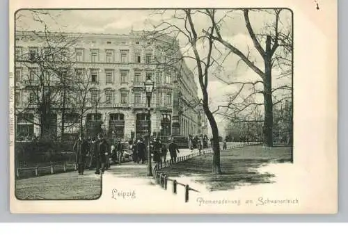 0-7000 LEIPZIG, Promenadenweg am Schwanenteich, belebte Szene, Verlag Trenkler # 138, ca. 1900