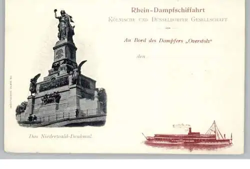 BINNENSCHIFFE - RHEIN, KÖLN - DÜSSELDORFER "OVERSTOLZ" und Niederwald-Denkmal