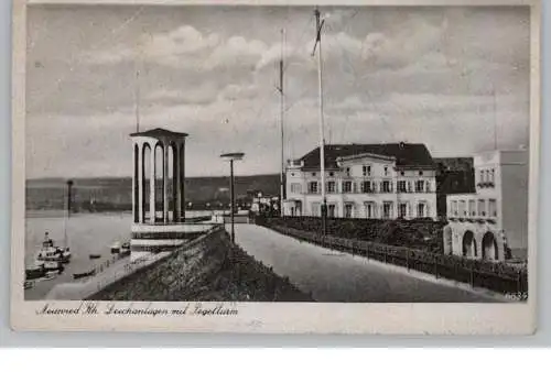 5450 NEUWIED, Deichanlagen / Pegelturm, 1946