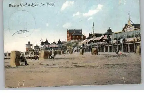 2280 WESTERLAND / SYLT, Am Strand, Strandkörbe, Strandhalle, 1908