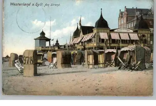 2280 WESTERLAND / SYLT, Am Strand, Strandkörbe, Kurhaus Strandhalle,1908