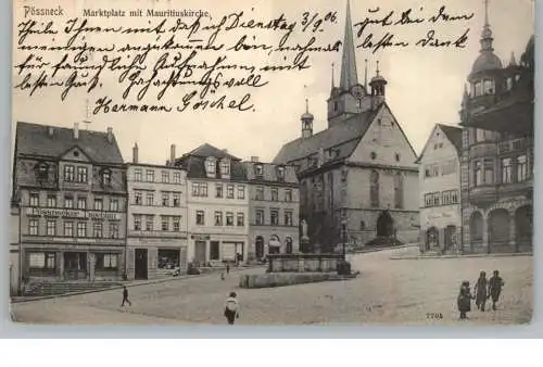 0-6840 PÖSSNECK, Marktplatz, Mauritiuskirche, 1904