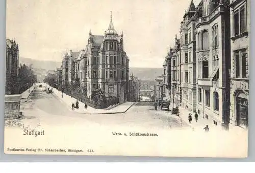 7000 STUTTGART - UHLANDSHÖHE, Wera- und Schützenstrasse, ca. 1905