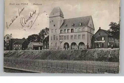 5000  KÖLN - PORZ, Colonial-Warenhandlung Heinrichs, Rathaus und Umgebung, 1913