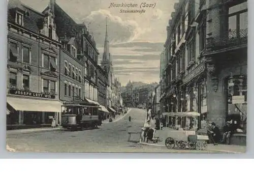 6680 NEUNKIRCHEN, Stummstrasse, Eisverkäufer, Strassenbahn, Judaica Joseph Lewy, Gebr. Alsberg...1916