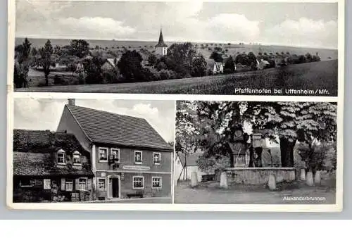8801 BURGBERNHEIM - PFAFFENHOFEN, Gasthaus zum Alexanderbrunnen, Alexanderbrunnen, Gesamtansicht, 1954