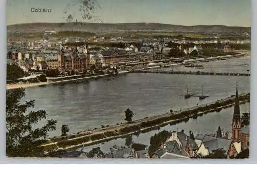 5400 KOBLENZ - EHRENBREITSTEIN, Hafen und Blick auf die linke Rheinseite, 1923