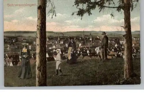 7730 SCHWENNINGEN, Blick von der Anhöhe auf den Ort, 1908, Verlag Metz