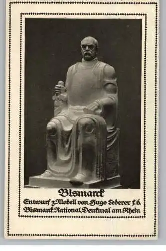 6530 BINGEN, Entwurf Bismarck National Denkmal am Rhein oberhalb Bingen