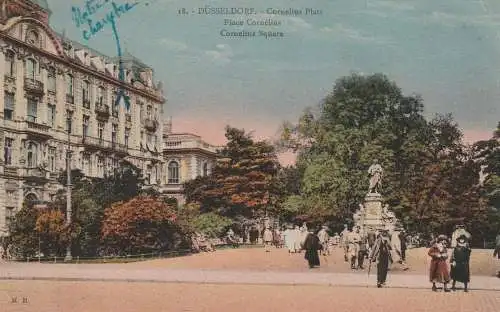 4000 DÜSSELDORF, Corneliusplatz, belebte Szene, 1923