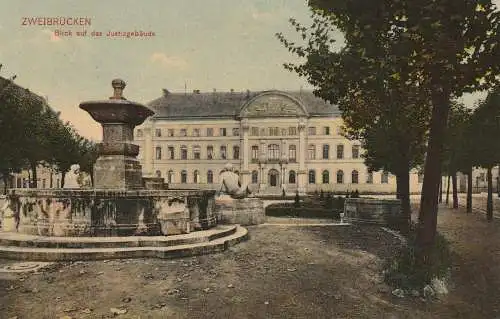 6660 ZWEIBRÜCKEN, Justizgebäude, Brunnen, 1908, Trenkler