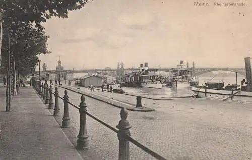 BINNENSCHIFFE - RHEIN, Köln-Düsseldorfer Dampfer am Mainzer Anleger, 1911