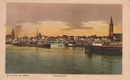 BINNENSCHIFFE - RHEIN, Frachtschiffe vor Emmerich, 1922