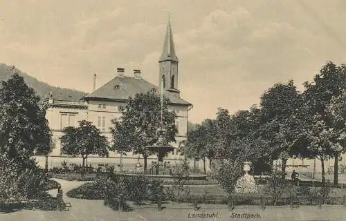 6790 LANDSTUHL, Stadtpark, Brunnen, Kirche