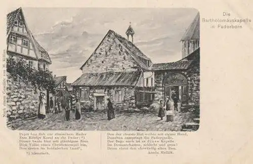 4790 PADERBORN, Bartholomäuskapelle, Künstler-Karte Hermann Killian