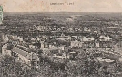 7000 STUTTGART - PRAG, Blick über den Ort, 1912