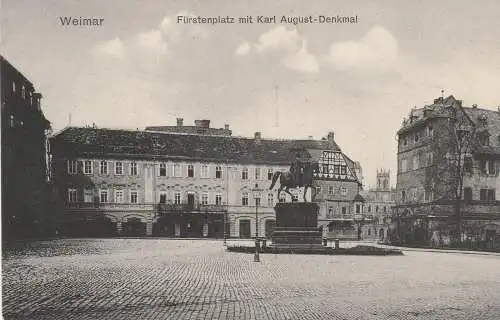 0-5300 WEIMAR, Fürstenplatz mit Karl - August - Denkmal, 1907