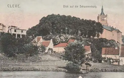 4190 KLEVE, Blick auf die Schwanenburg, handcoloriert, 1908, Verlag Hansen