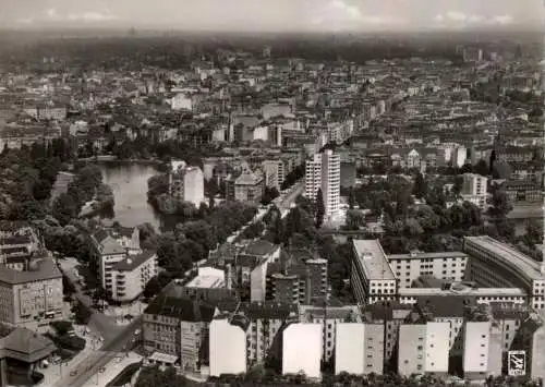 1000 BERLIN - CHARLOTTENBURG, Blick vom Funkturm auf den Lietzensee, 1958