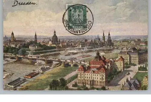 0-8000 DRESDEN, Zeppelin-Ansicht der Kgl. Ministerien und Altstadt, 1927