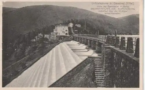 5372 GEMÜND, Urfttalsperre, Sperrmauer / Überlauf, Verlag  Lenz - Gemünd