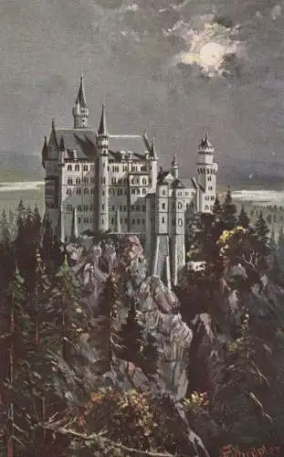 8959 SCHWANGAU, Schloß Neuschwanstein, Künstler-Karte L. Schröpfer