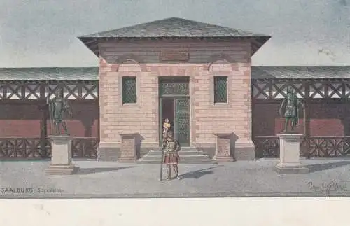 6380 BAD HOMBURG, Saalburg, Sacellum, Künstler-Karte Peter Woltze, ca. 1905