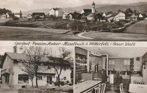 8441 HASELBACH, Gasthof - Pension Anker, Dorfansicht, 1965, deutliche Druckspuren