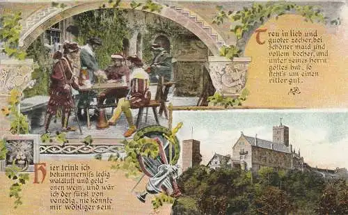 0-5900 EISENACH, Wartburg, Trinkgedicht, Landsknechte, 1909