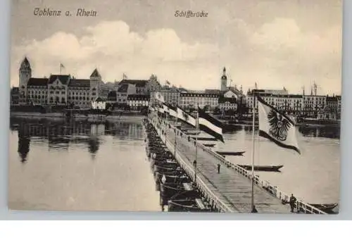 5400 KOBLENZ, Rhein - Schiffsbrücke im Fahnenschmuck / Kaiserbesuch, 1911