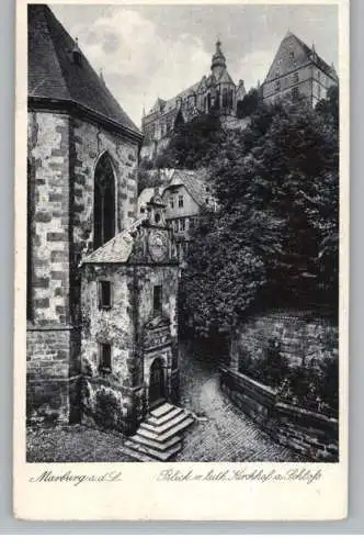 3550 MARBURG, Blick v.luth Kirchhof auf das Schloß