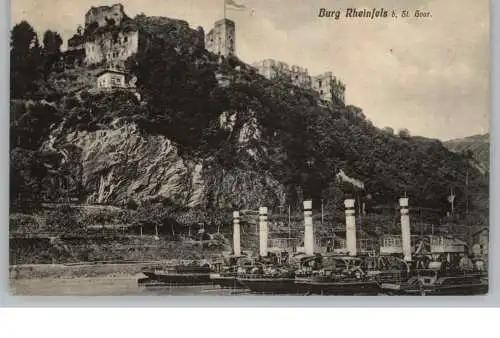 BINNENSCHIFFE - RHEIN, Frachtschiffflotte vor St. Goar, 1907