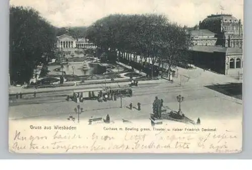 6200 WIESBADEN, Kurhaus mit Bowling Green, Theater, Kaiser Wilhelm Denkmal, Verlag Boogaart, 1903