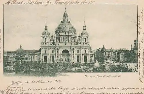 1000 BERLIN, Der neue Dom, belebte Szene, 1901, Verlag Trenkler