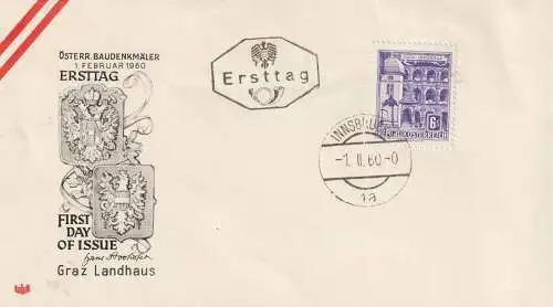 ÖSTERREICH - 1960, Michel 1054, Grazer Landhaus, FDC