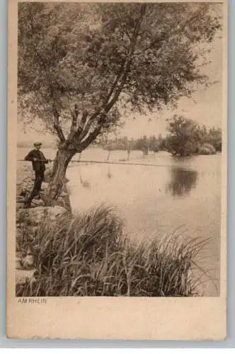 FISCHFANG / Fishing, Am Rhein, 1918