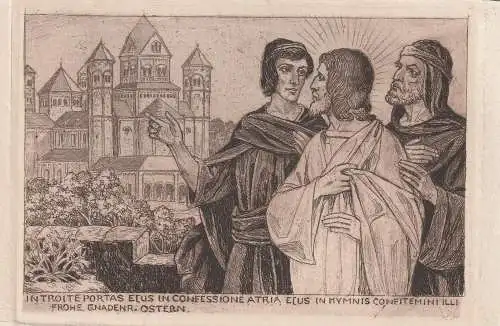 OSTERN - MARIA LAACH, Original Radierung Bruder Notker