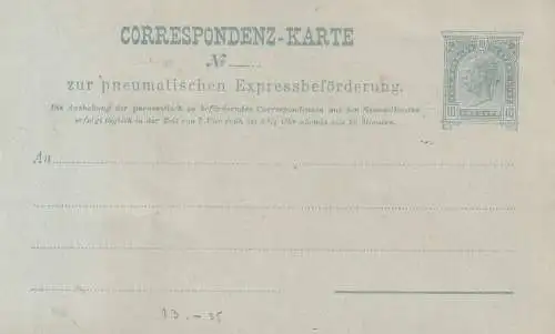 ÖSTERREICH - 1890, Rohrpost Ganzsache RP14