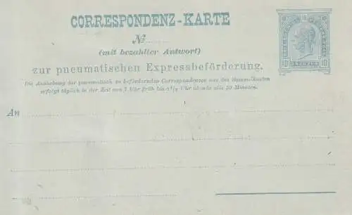 ÖSTERREICH - 1892, Rohrpost Ganzsache RP15 mit Antwortkarte