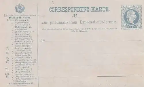 ÖSTERREICH - 1883, Rohrpost Ganzsache RP7