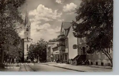 0-1253 RÜDERSDORF, Strasse der Jugend, Gaststätte, Kirche, 1958