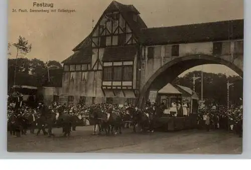 2000 HAMBURG, 16. Deutsches Bundesschiessen 1909, St. Pauli, Dannenberg mit Volkstypen, rücks. dünne Stelle
